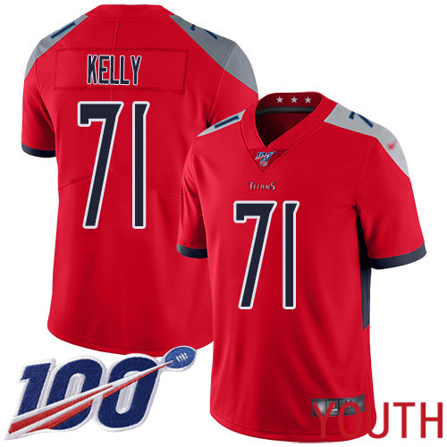 Tennessee Titans Limited Red Youth Dennis Kelly Jersey NFL Football #71 100th Season Inverted Legend